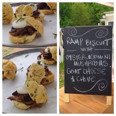 Ramp Biscuit with Oyster & Crimini Mushrooms, Goat Cheese & Chive from Black Eyed Suzie's Café and Catering Saugerties NY
