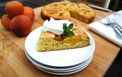 Peach Johnnycake with Maple Whipped Cream from Black Eyed Suzie's Café and Catering Saugerties NY