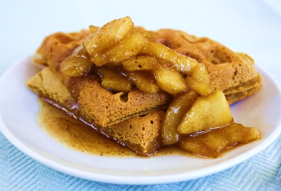 Pumpkin Waffles with Warm Cinnamon Apples from Black Eyed Suzie's Café and Catering Saugerties NY